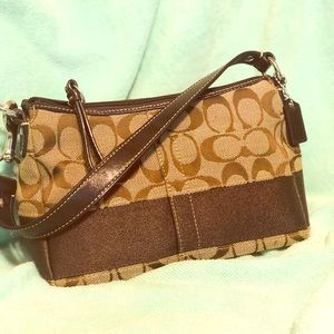 Coach brown signature print mini bag